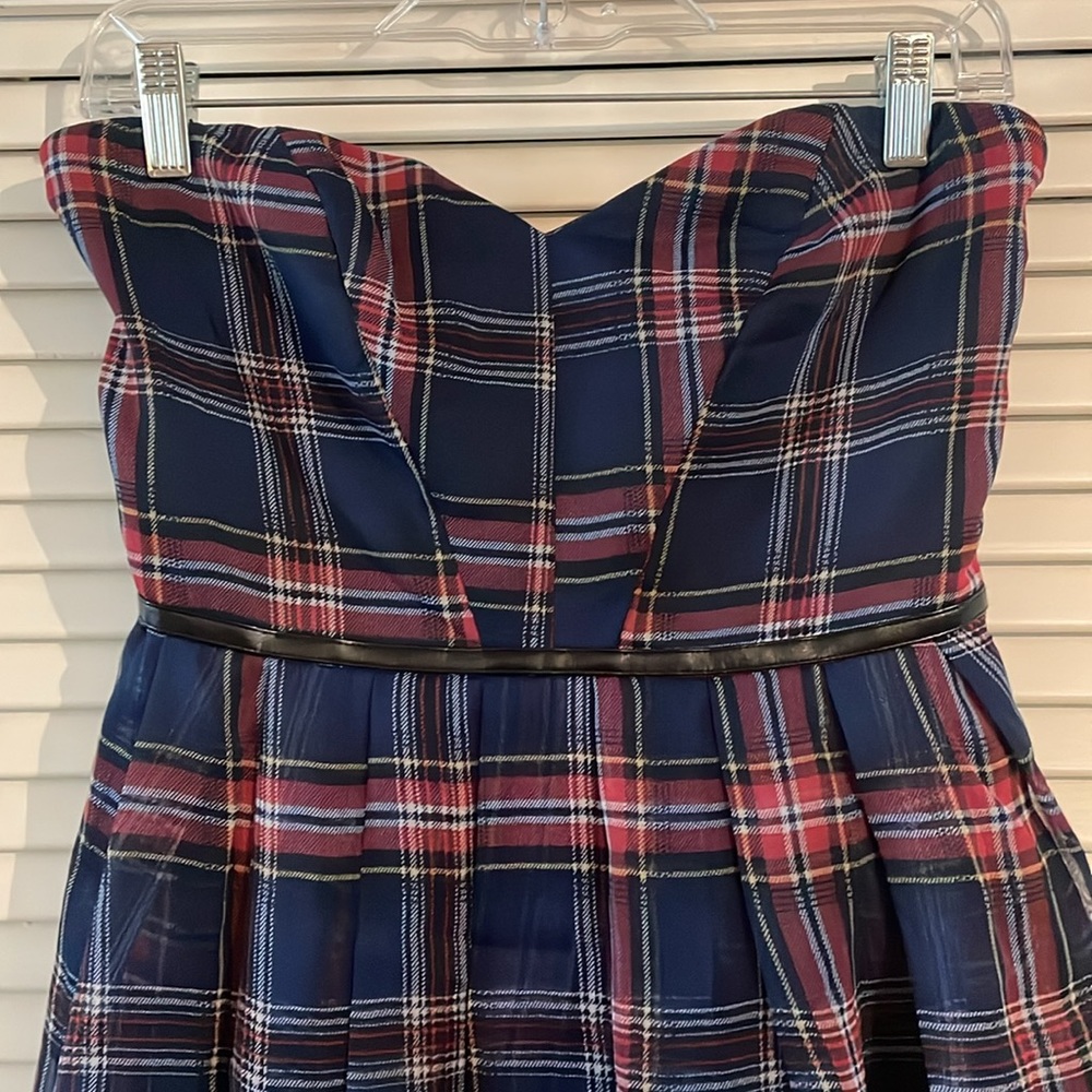 NWT Tov Holy Plaid Strapless Party Hi Low … - Picture 5 of 8